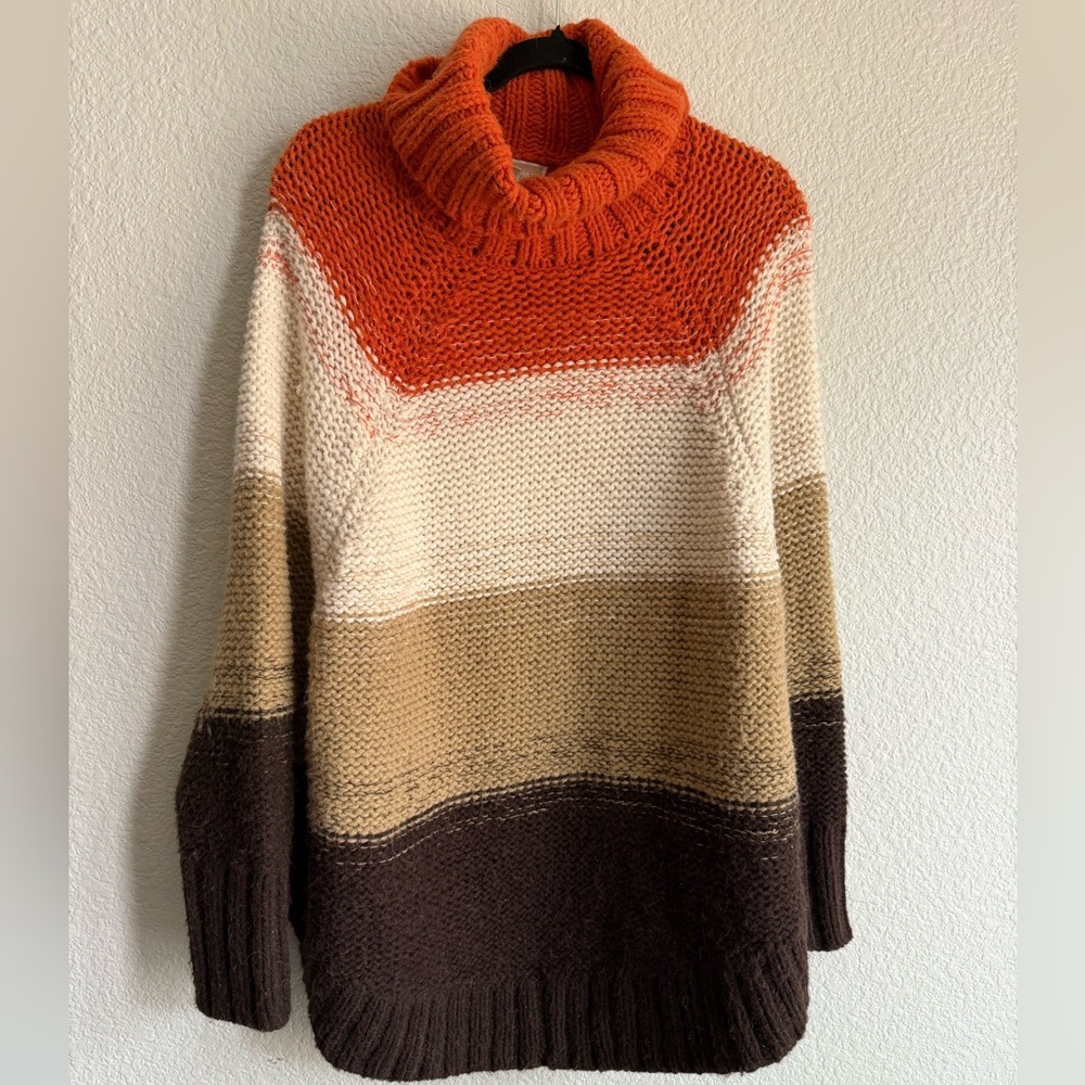 Michael kors Colorful Striped Women's fall Sweater turtleneck chunky knit large